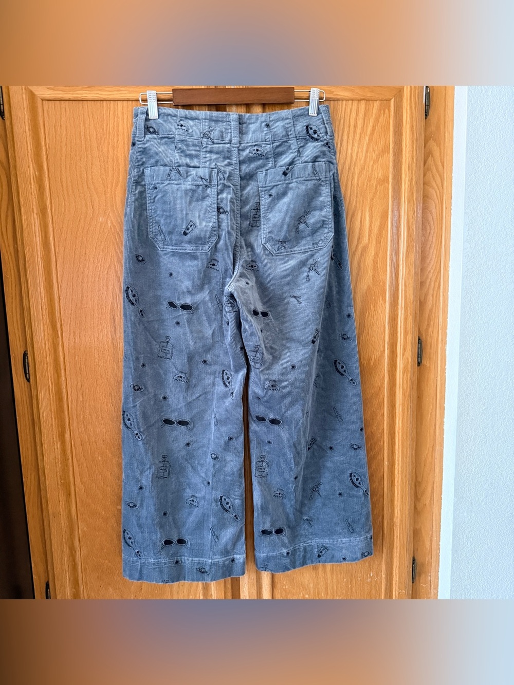 Maeve The Colette Cropped Wide Leg pants Embroidered Corduroy size 29 - Picture 8 of 11